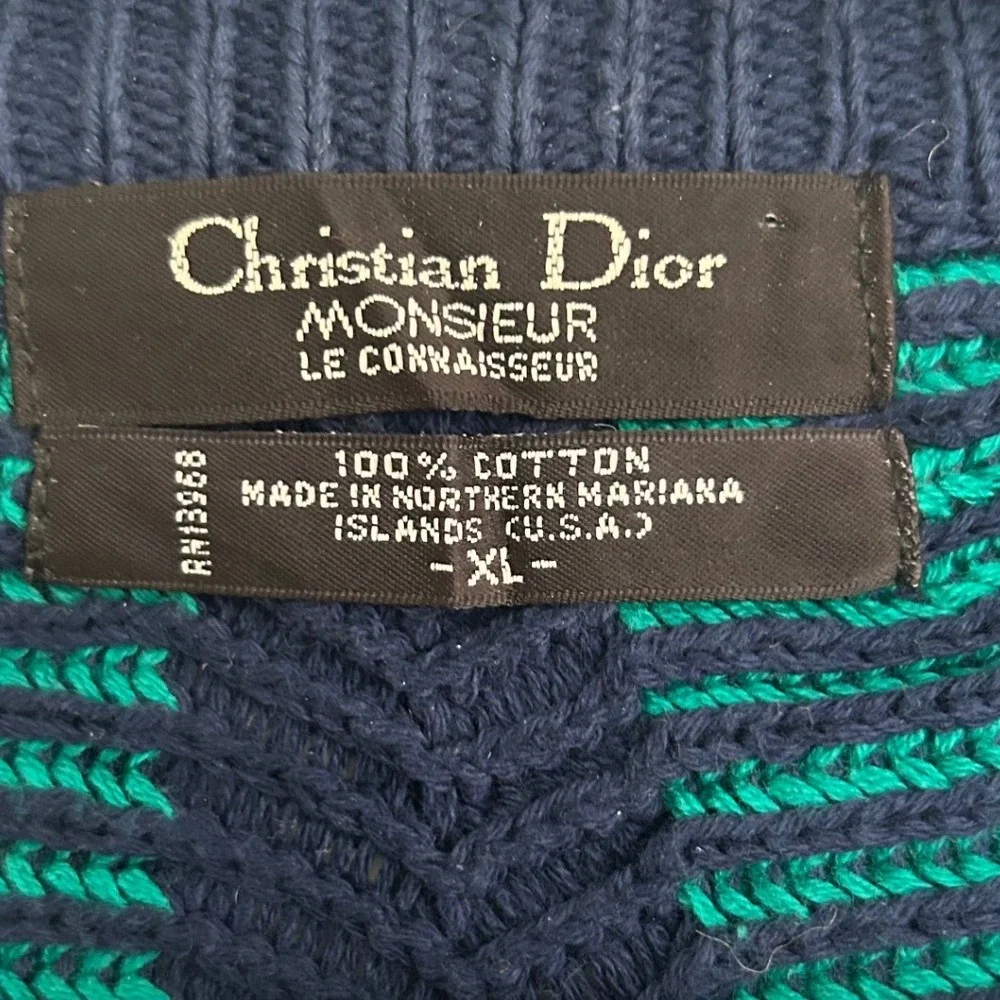 Vintage Christian‎ Dior Monsieur Le Connaisseur Mens XL Striped Cotton Sweater